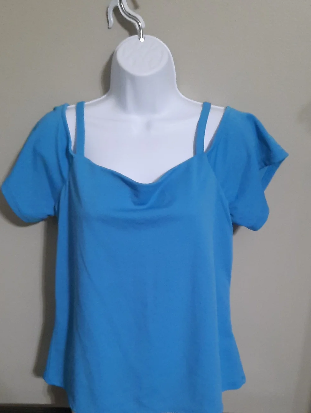 Bar III Bright Blue Cold-Shoulder Tank Top - Picture 1 of 7